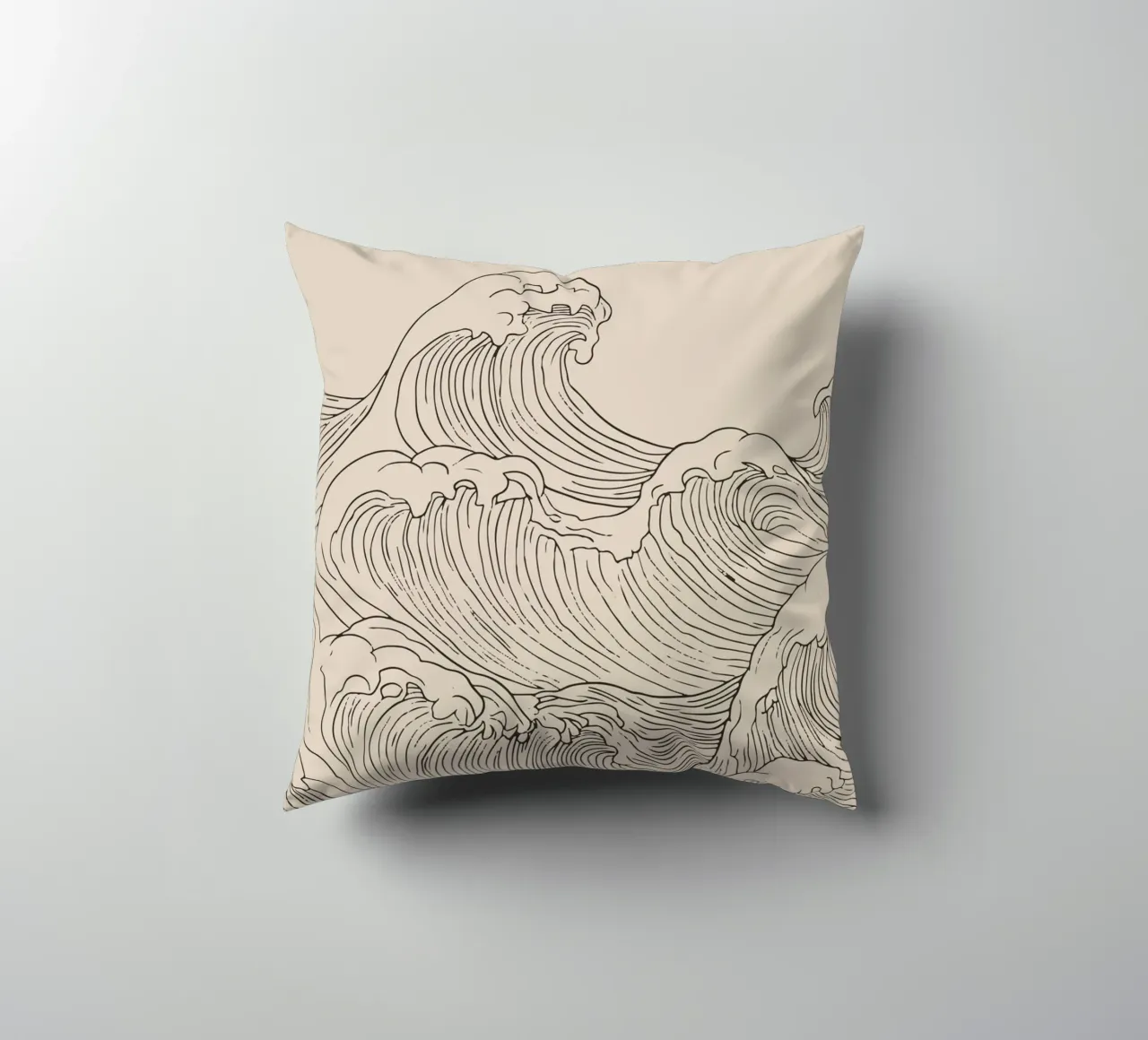 Ocean Wave Minimalist Line Art decorative cushion by Melloi Art Print