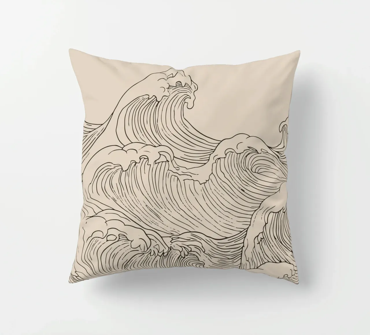 Ocean Wave Minimalist Line Art decorative cushion by Melloi Art Print
