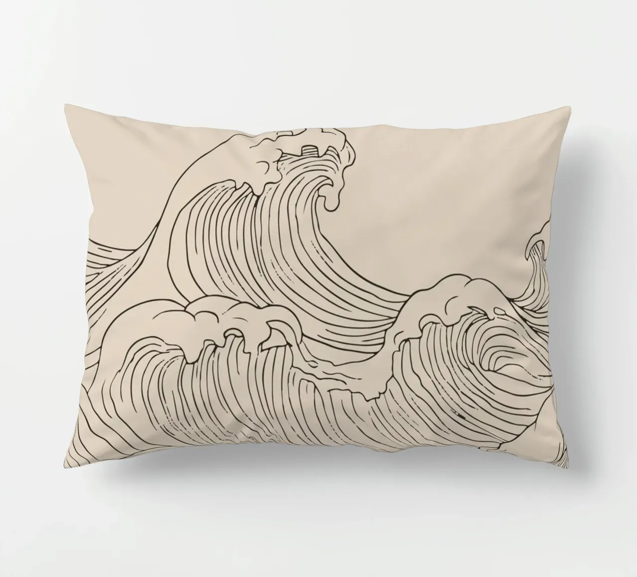 Ocean Wave Minimalist Line Art decorative cushion by Melloi Art Print