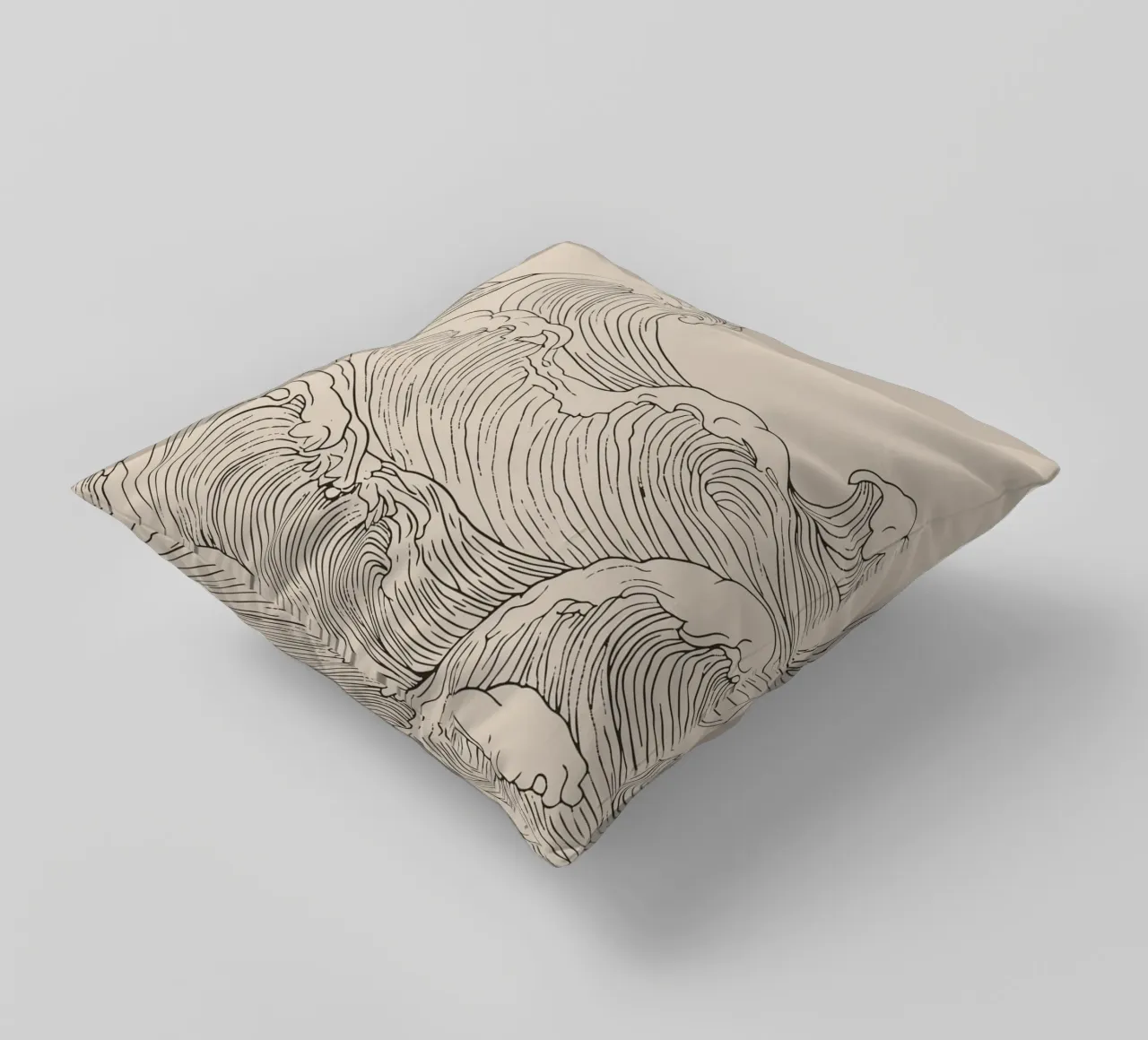 Ocean Wave Minimalist Line Art decorative cushion by Melloi Art Print
