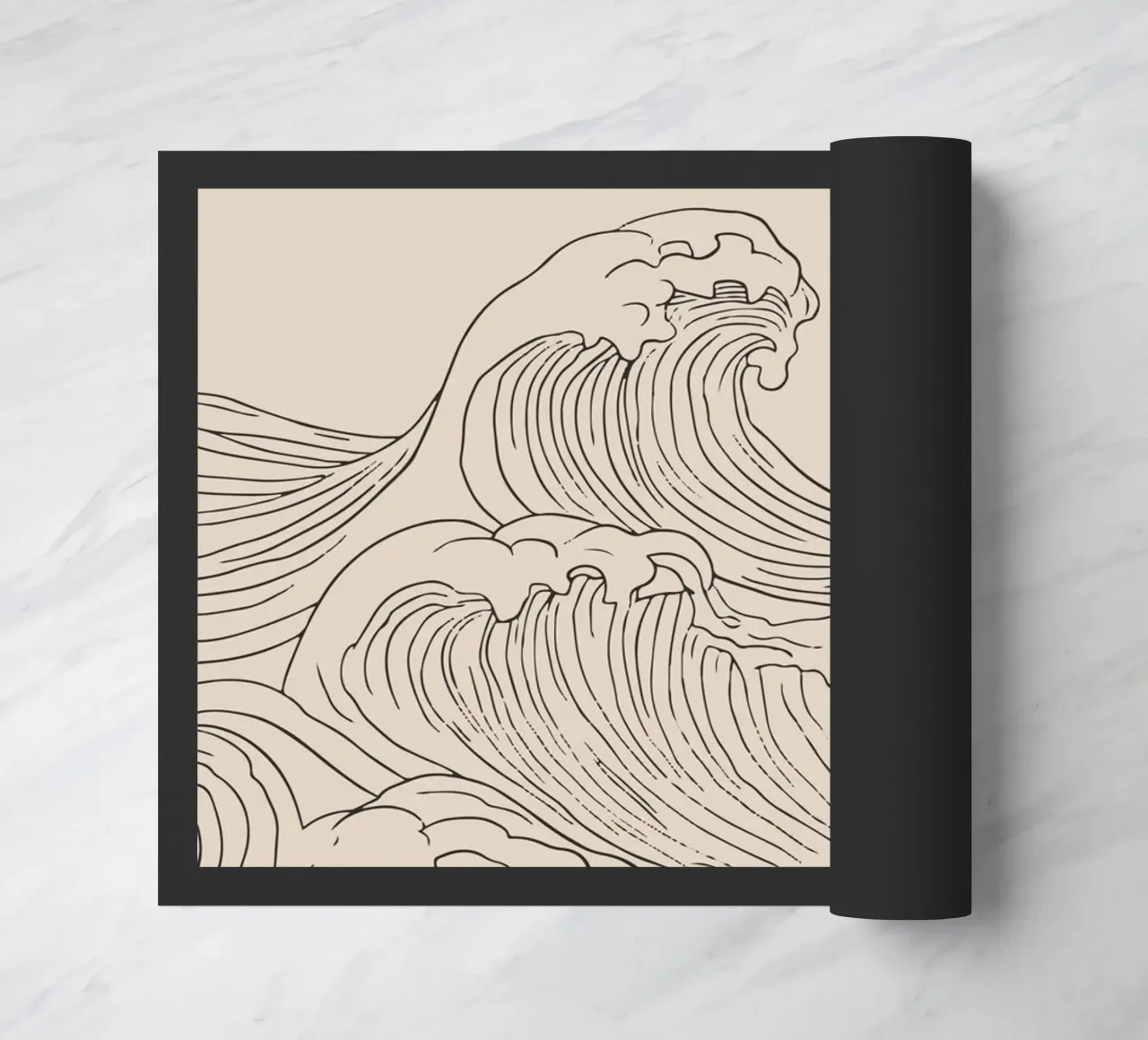Vague de l'océan Dessin au trait minimaliste paillasson de Melloi Art Print