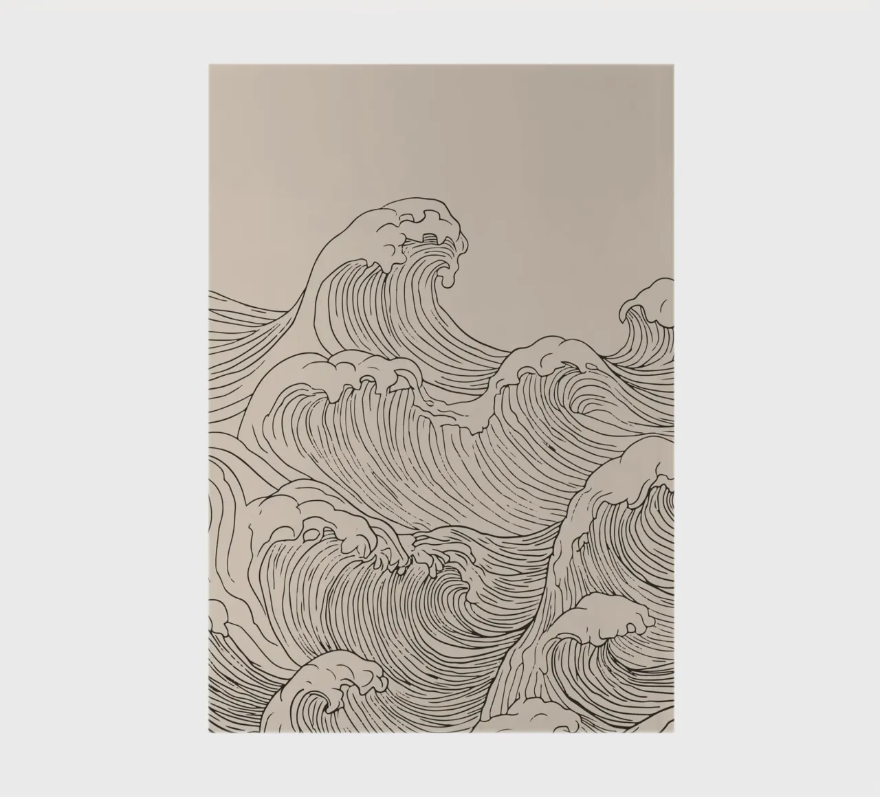 Ocean Wave Minimalist Line Art notebook by Melloi Art Print
