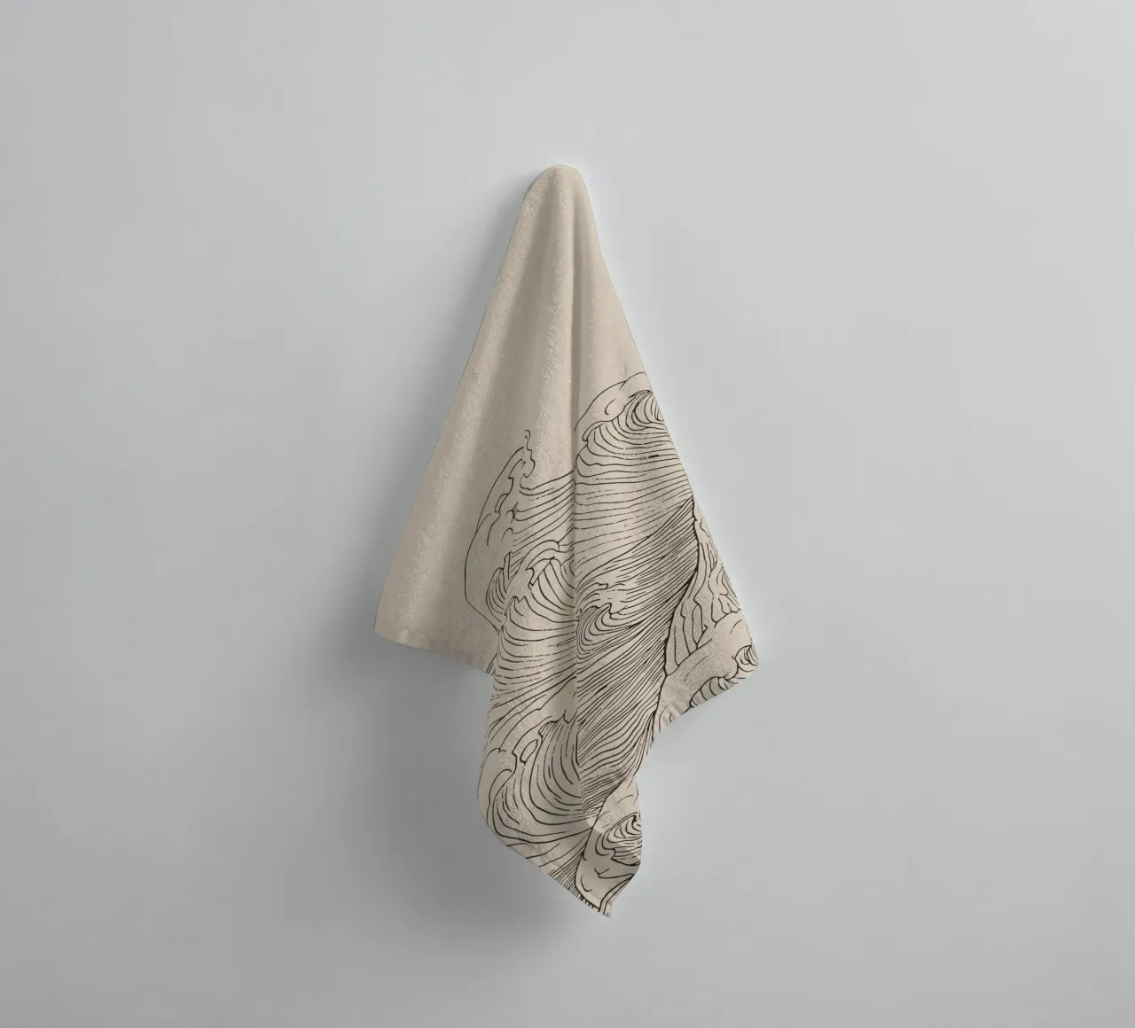 Ocean Wave Minimalist Line Art towel by Melloi Art Print
