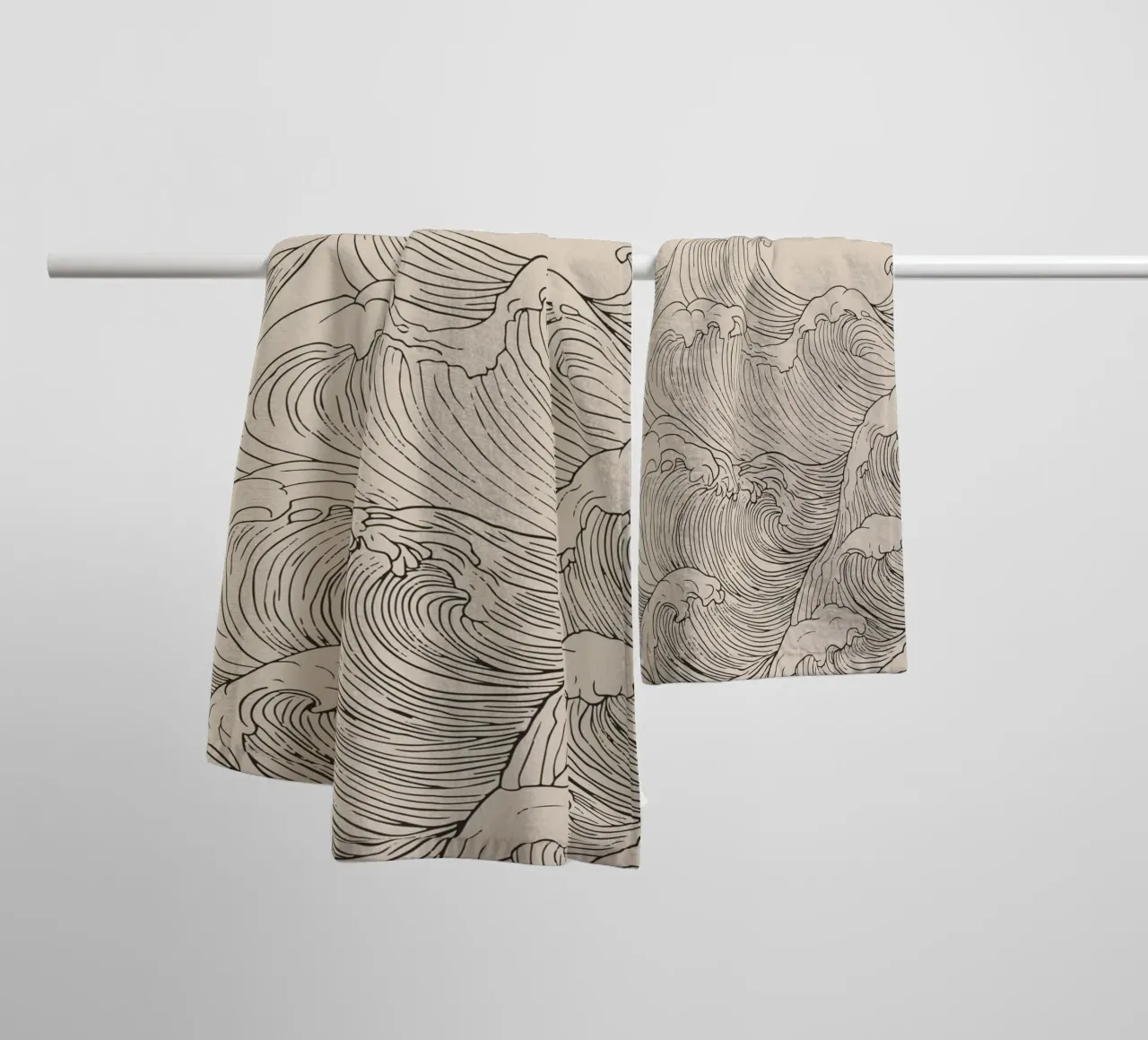 Ocean Wave Minimalist Line Art towel by Melloi Art Print