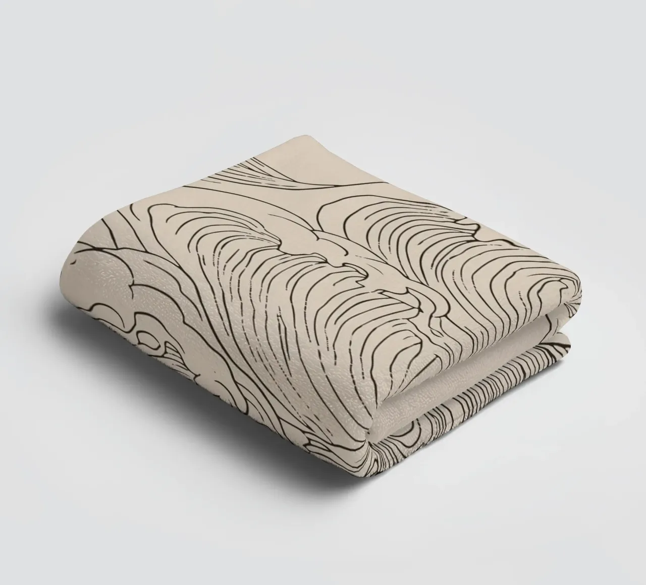 Ocean Wave Minimalist Line Art towel by Melloi Art Print