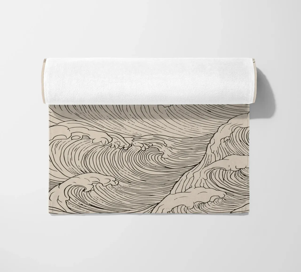 Ozeanwelle Minimalistische Linienkunst Strandtuch von Melloi Art Print
