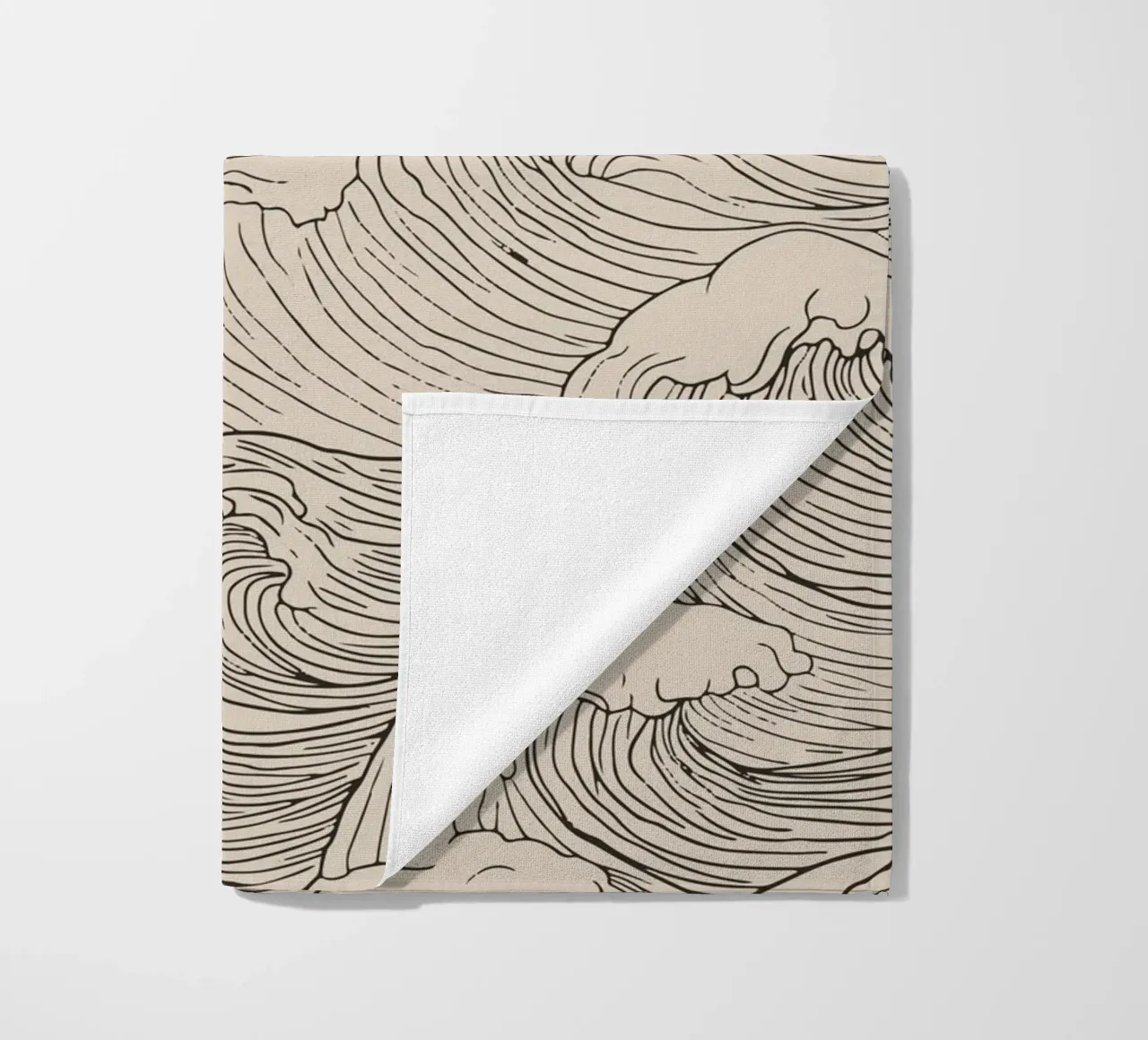 Ozeanwelle Minimalistische Linienkunst Strandtuch von Melloi Art Print