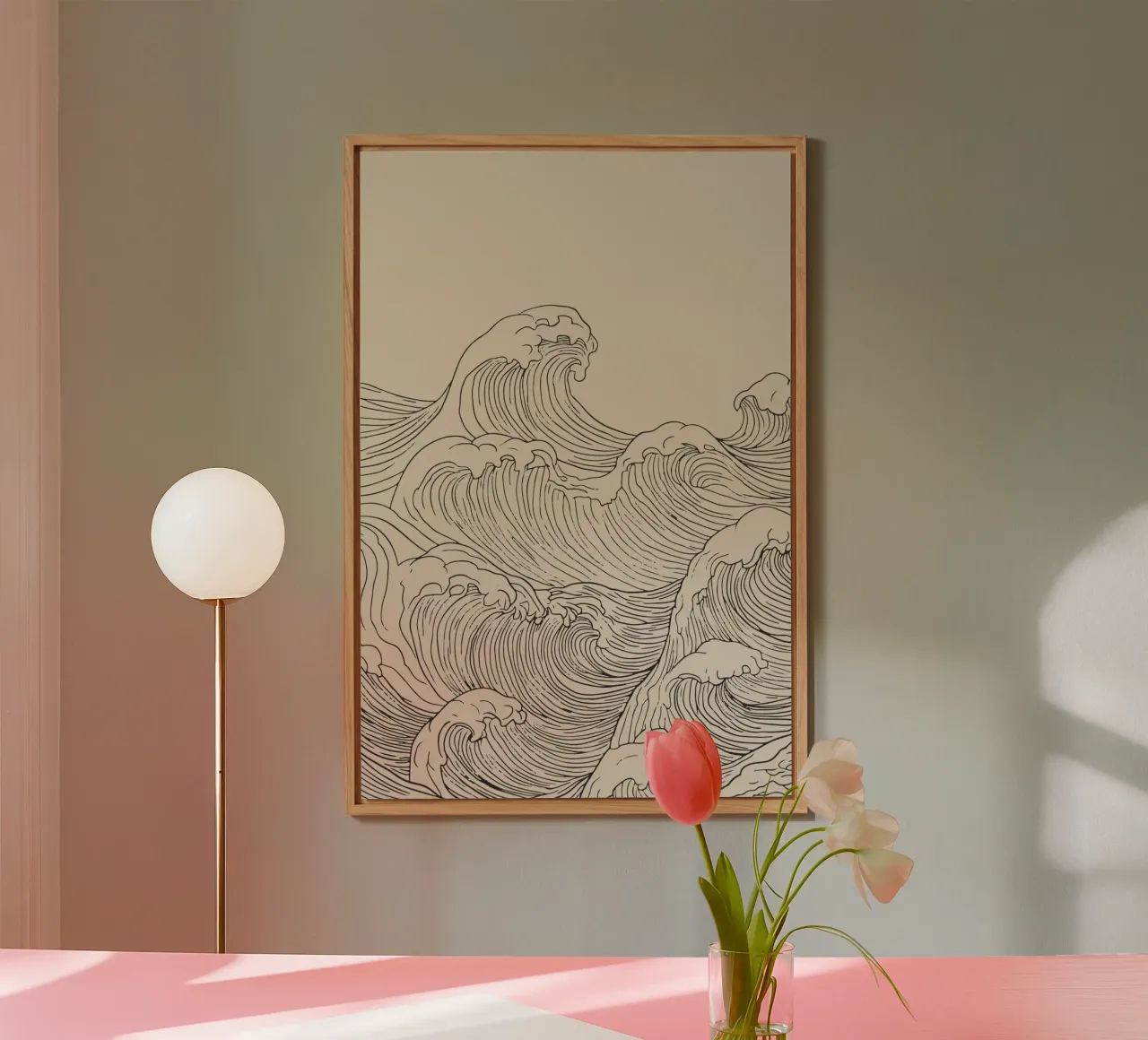 Vague de l'océan Dessin au trait minimaliste alu dibond de Melloi Art Print