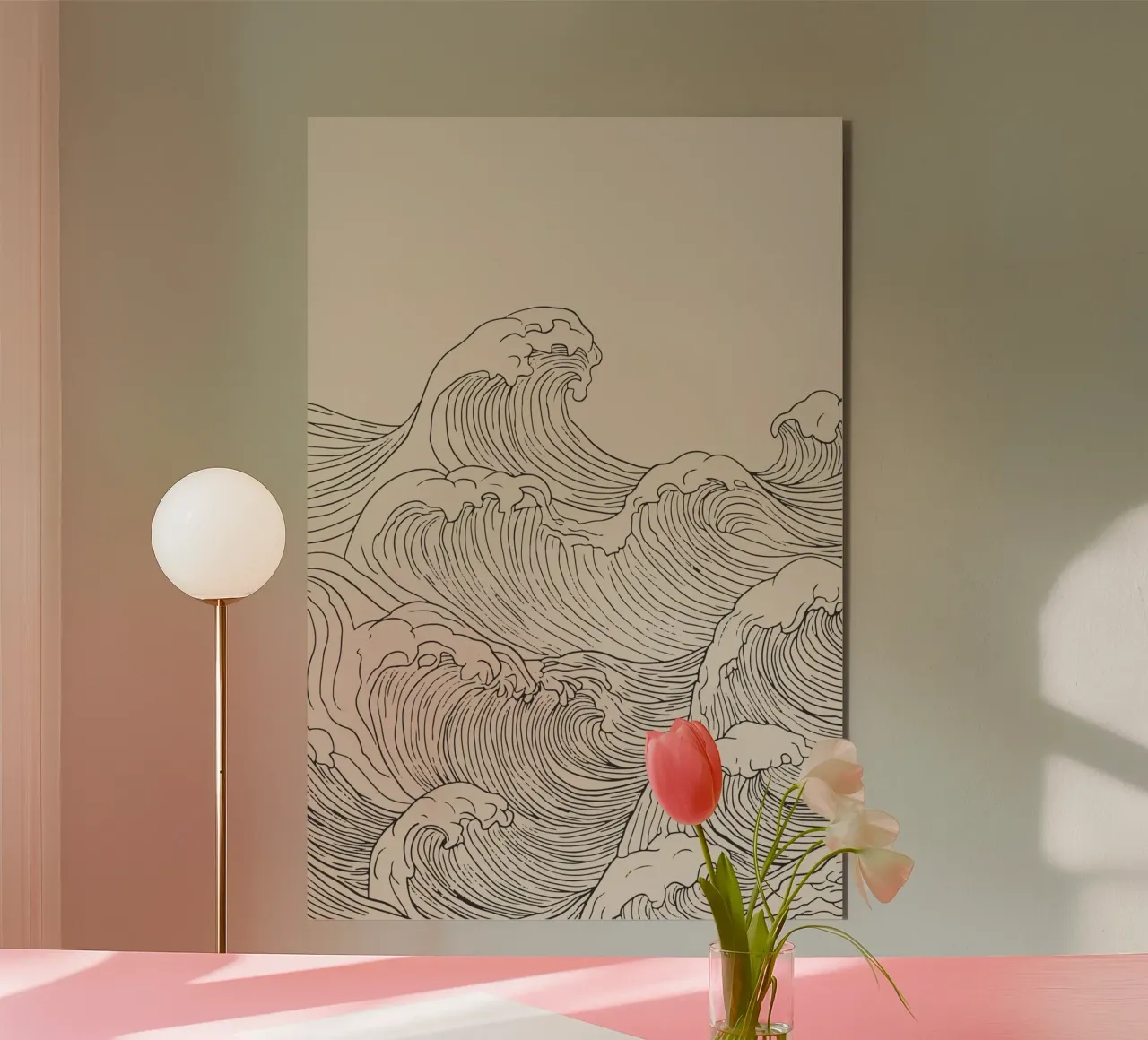 Vague de l'océan Dessin au trait minimaliste alu dibond de Melloi Art Print