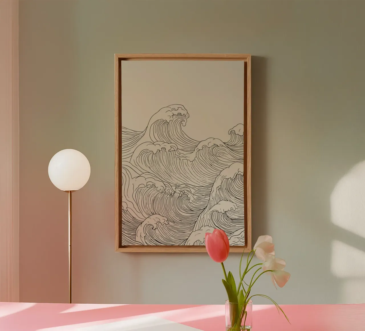 Ocean Wave Minimalist Line Art canvas by Melloi Art Print
