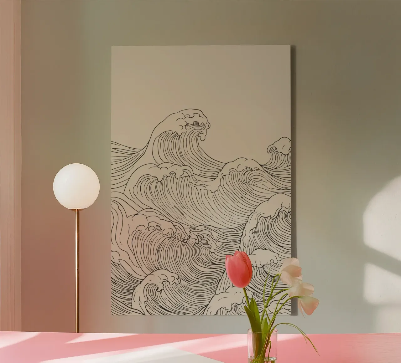 Ocean Wave Minimalist Line Art canvas by Melloi Art Print