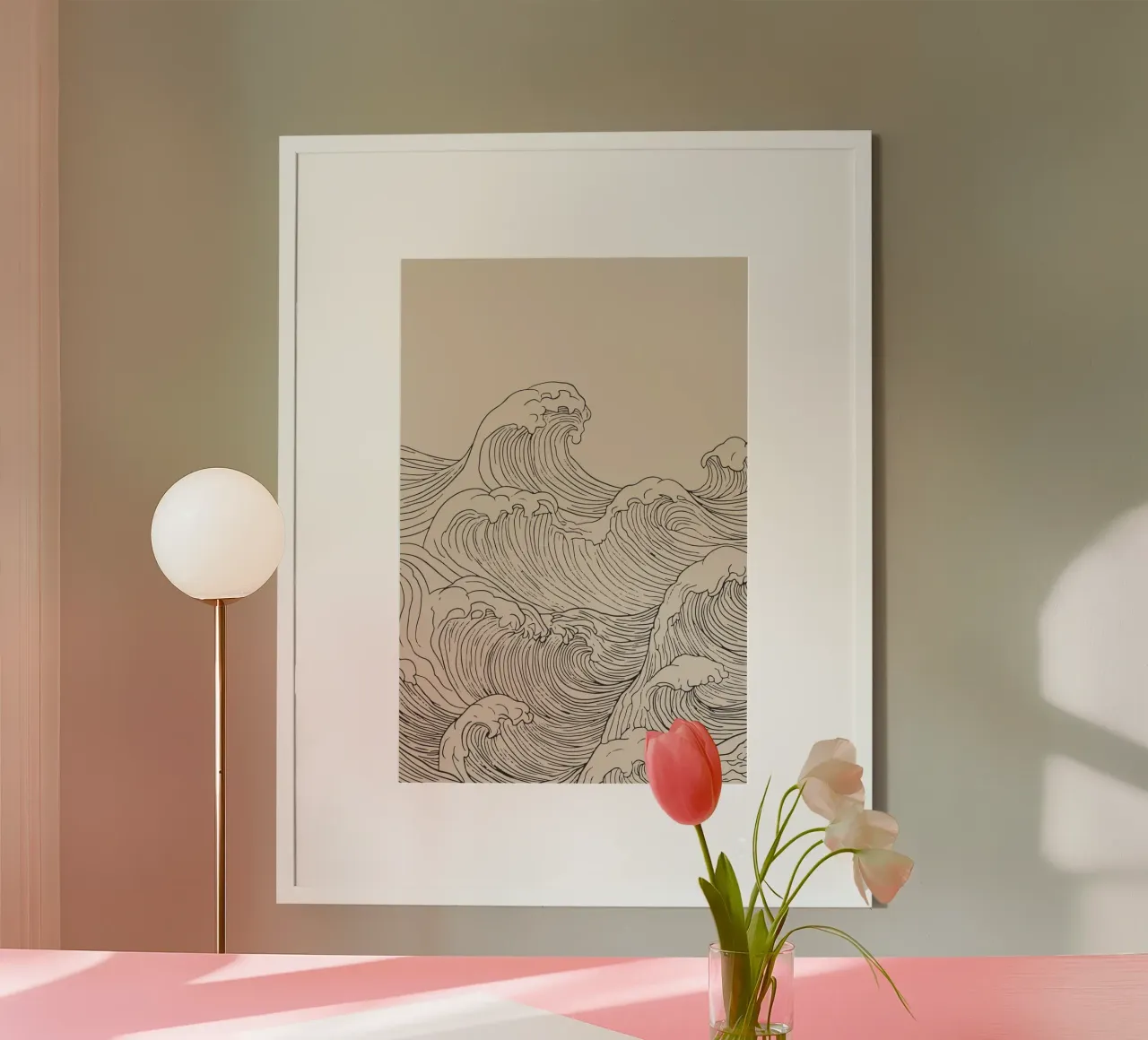 Vague de l'océan Dessin au trait minimaliste hahnemühle de Melloi Art Print