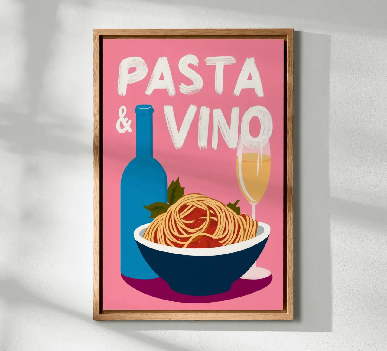 Spagetti & Vino Amore tela con Cornice a cassetta da Carinaprint