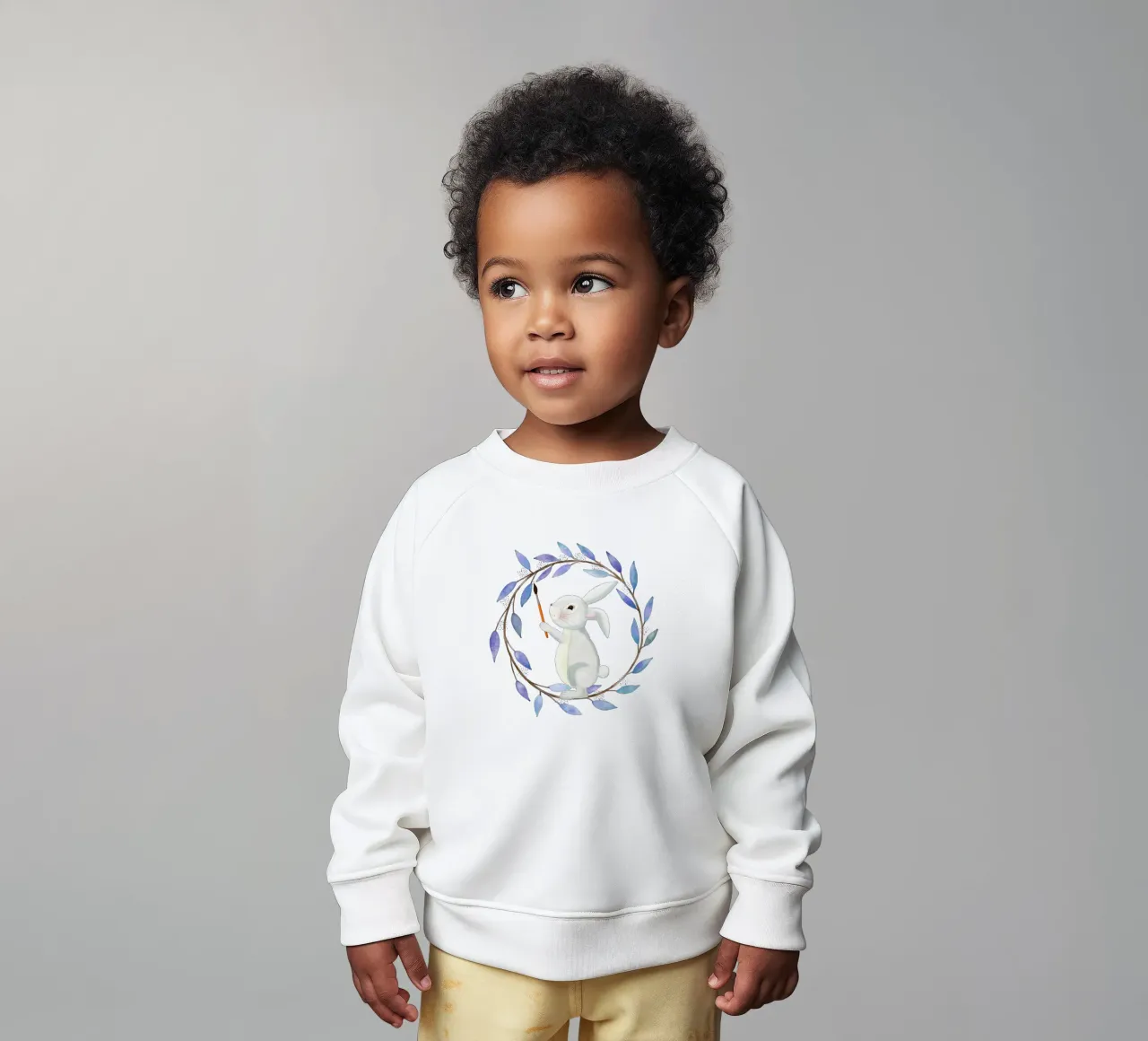 Lindo conejito pinta. Corona de flores. Auarelle. sudadera de bebé de CalliLetters