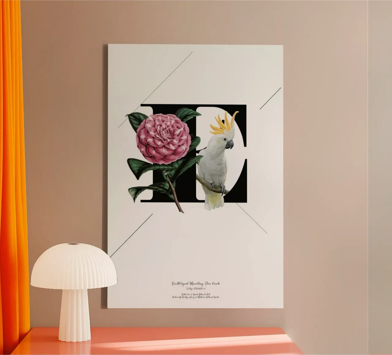 Botanical Alphabet - E tela con Cornice a cassetta da Froilein Juno