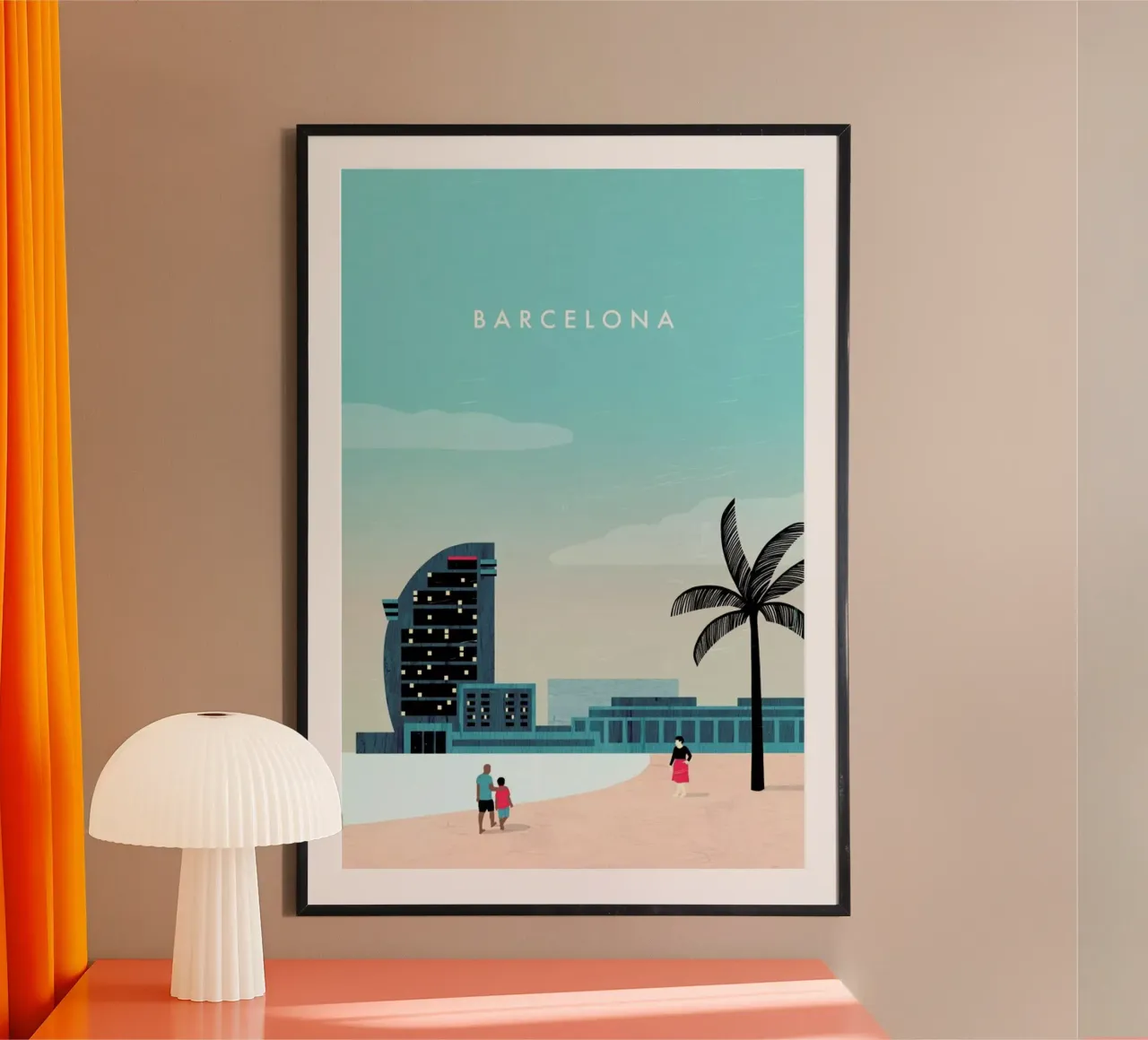 Barcelona poster con telaio in alluminio da Katinka Reinke