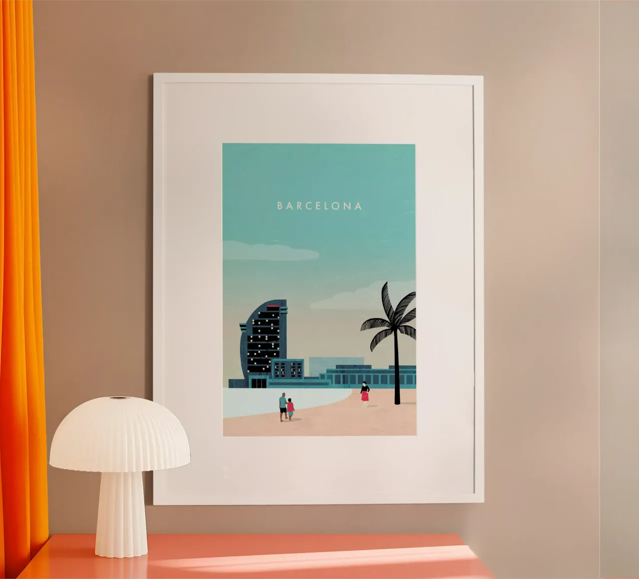 Barcelona poster con telaio in alluminio da Katinka Reinke