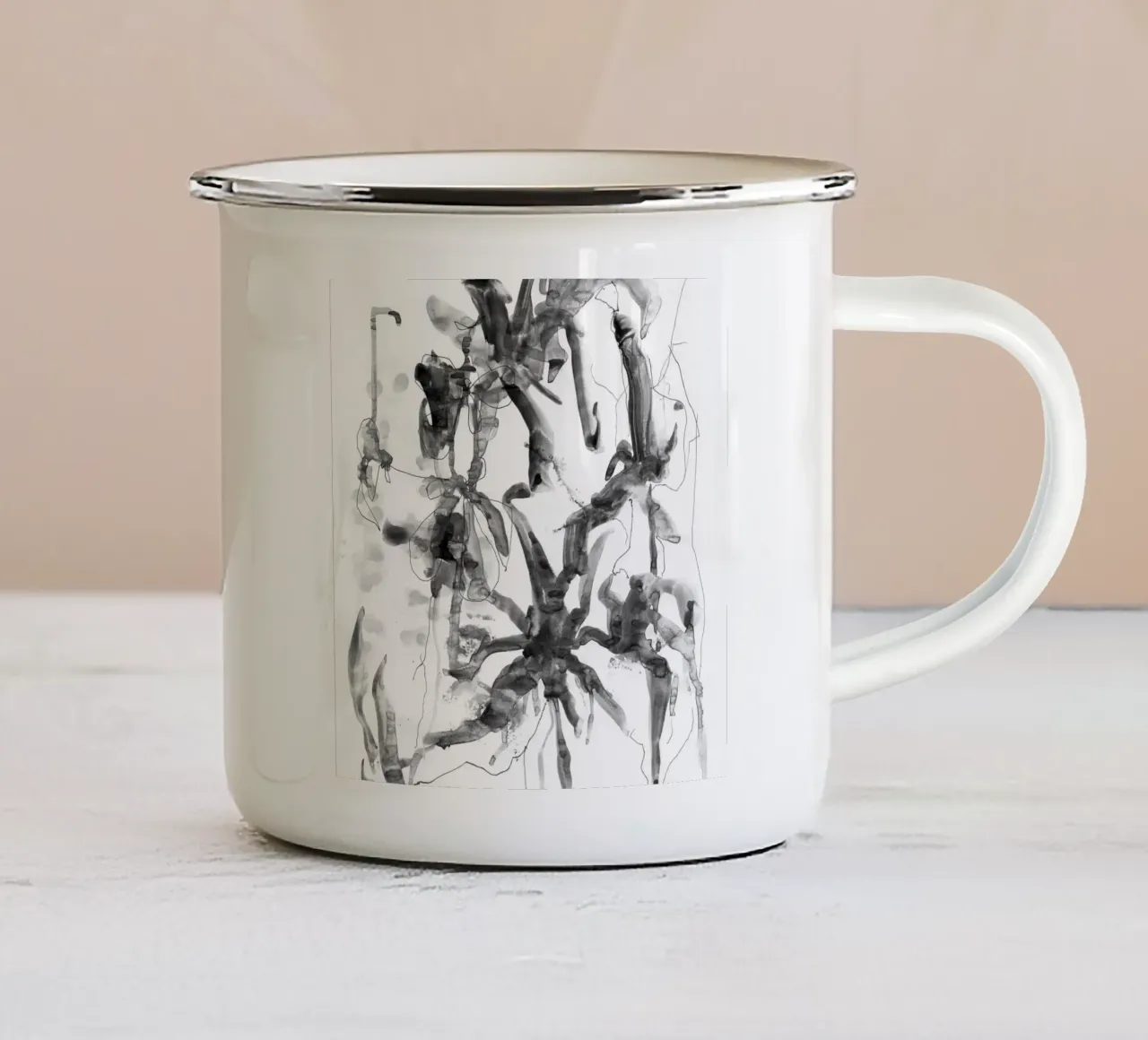 schizzo di fiori tazza in smalto da Giulio Iurissevich