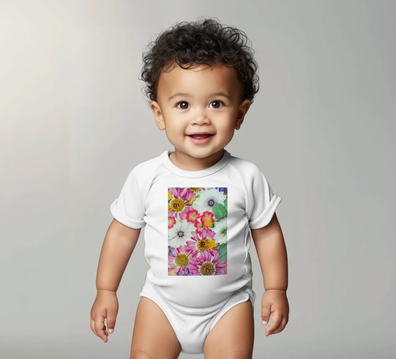 Fragile Flowers body neonato maniche corte da Curious Collections by Marielle Leenders