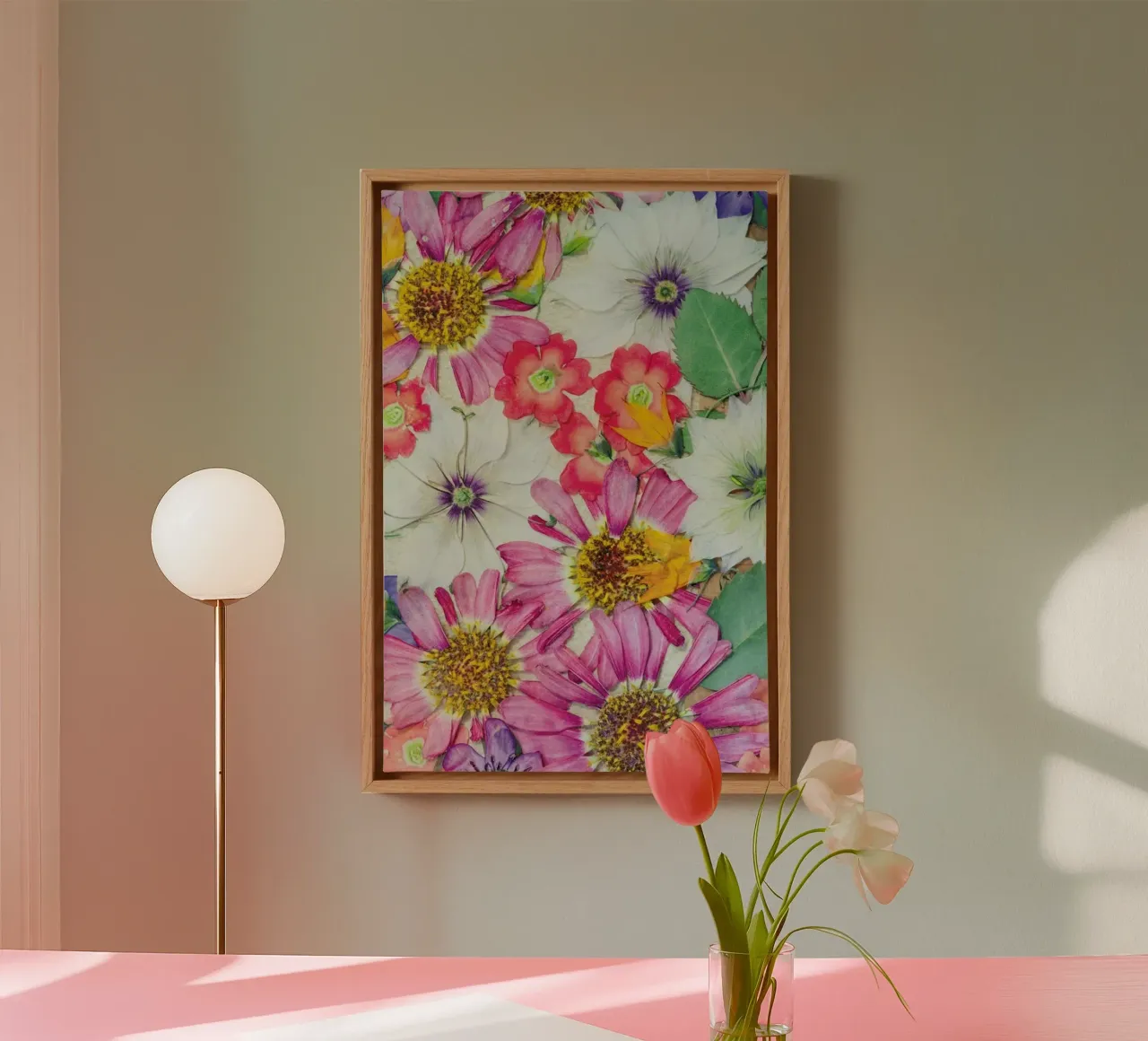 Fragile Flowers canvas with Floater frame by Curious Collections by Marielle Leenders