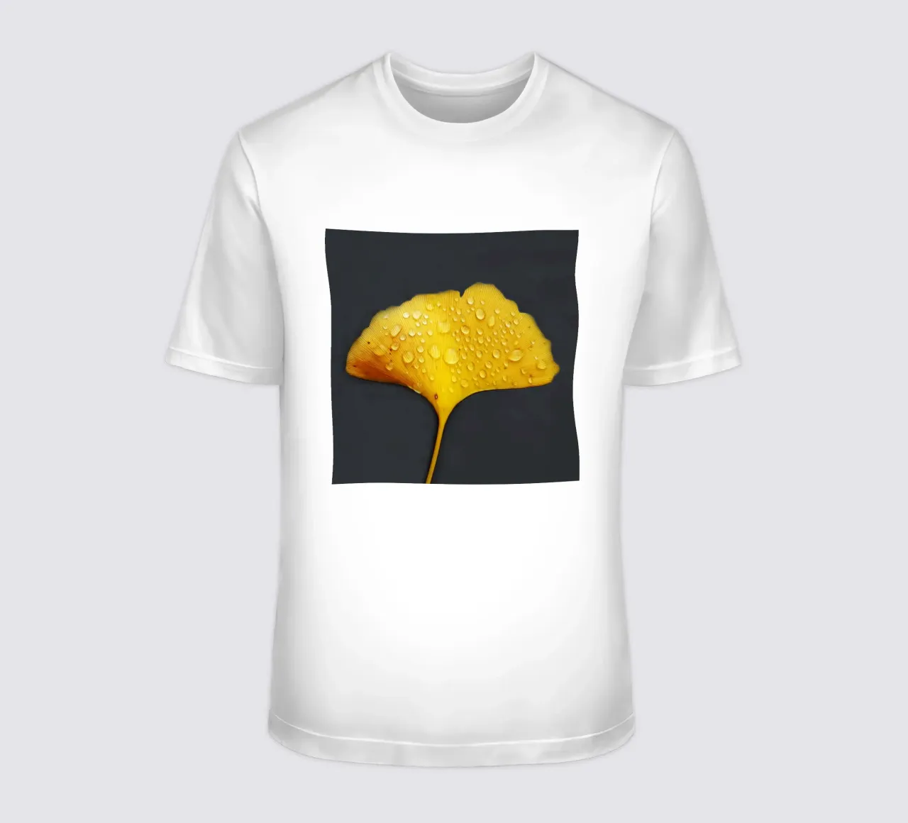 Ginkgo leaf and dew drops t-shirt by Teresa André
