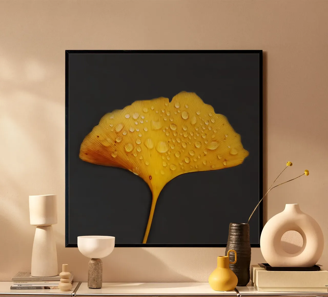 Ginkgo leaf and dew drops hahnemühle by Teresa André