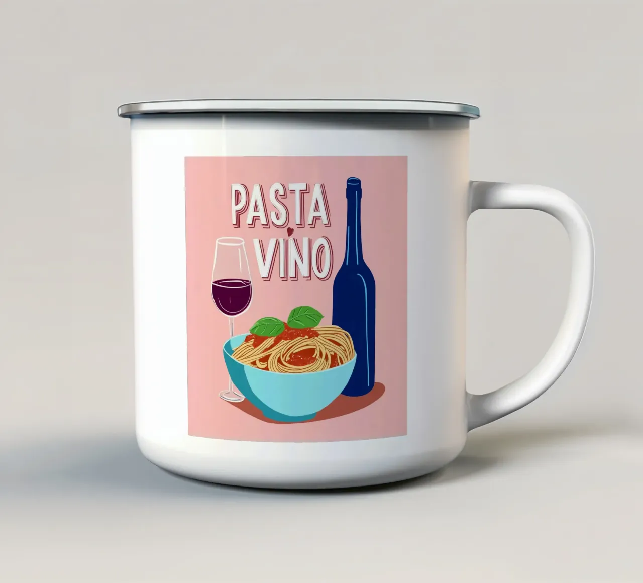 Innamorati di spaghetti e vino tazza in smalto da Carinaprint