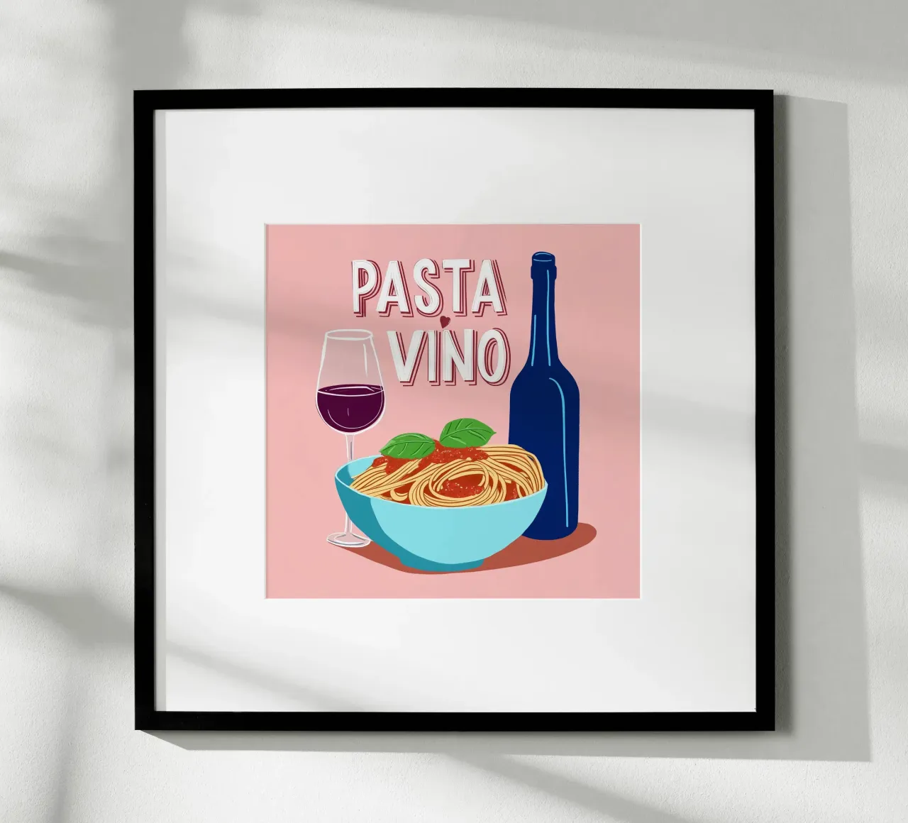 Verliebt in Spagetti & Vino Poster von Carinaprint