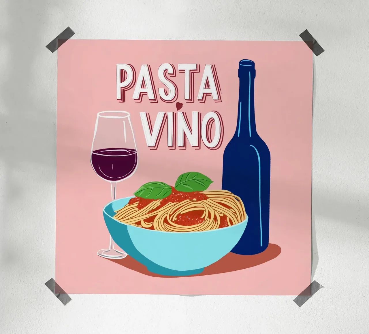 Verliebt in Spagetti & Vino Poster von Carinaprint