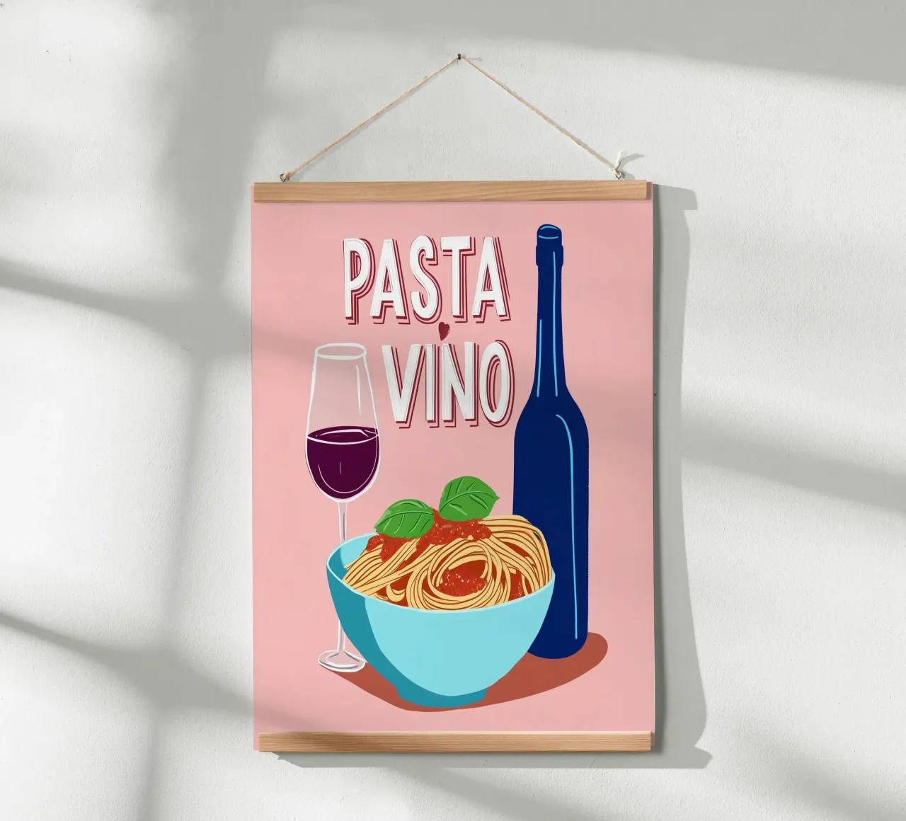 Verliebt in Spagetti & Vino Poster von Carinaprint