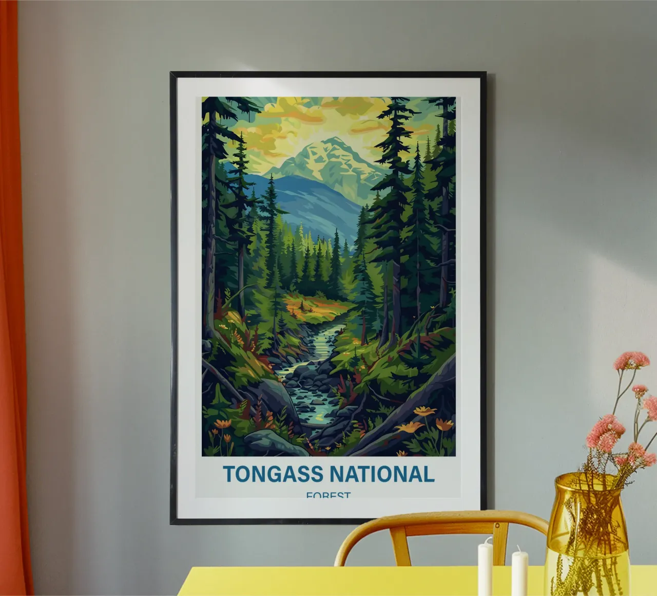 Foresta nazionale di Tongass poster con telaio in alluminio da Wanderlust Vibes