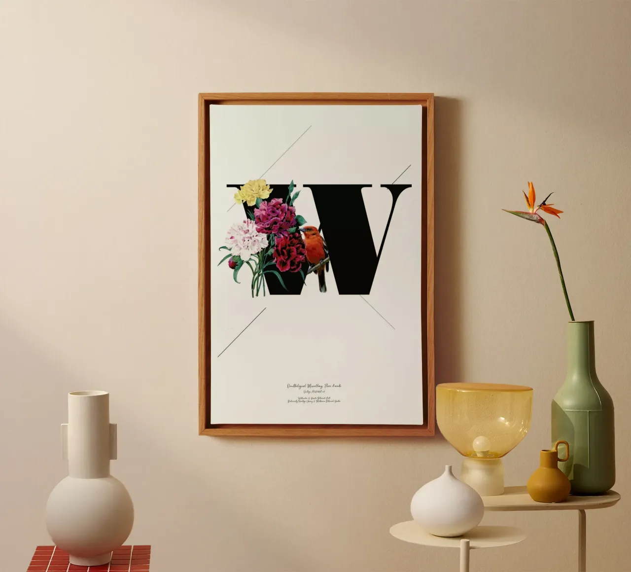 Botanical Alphabet - W tela con Cornice a cassetta da Froilein Juno