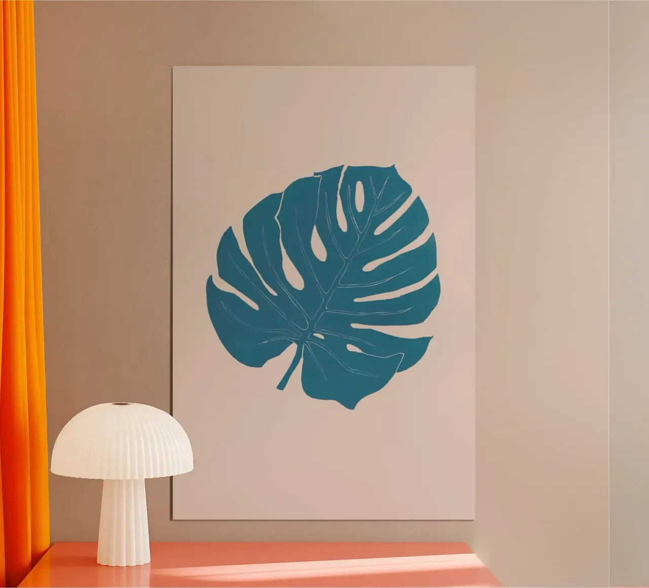 Monstera Celesterosa poster con telaio in alluminio da Elena Veronese