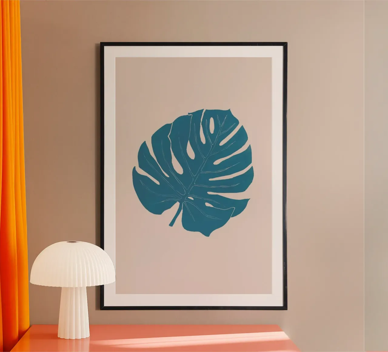 Monstera Celesterosa poster con telaio in alluminio da Elena Veronese