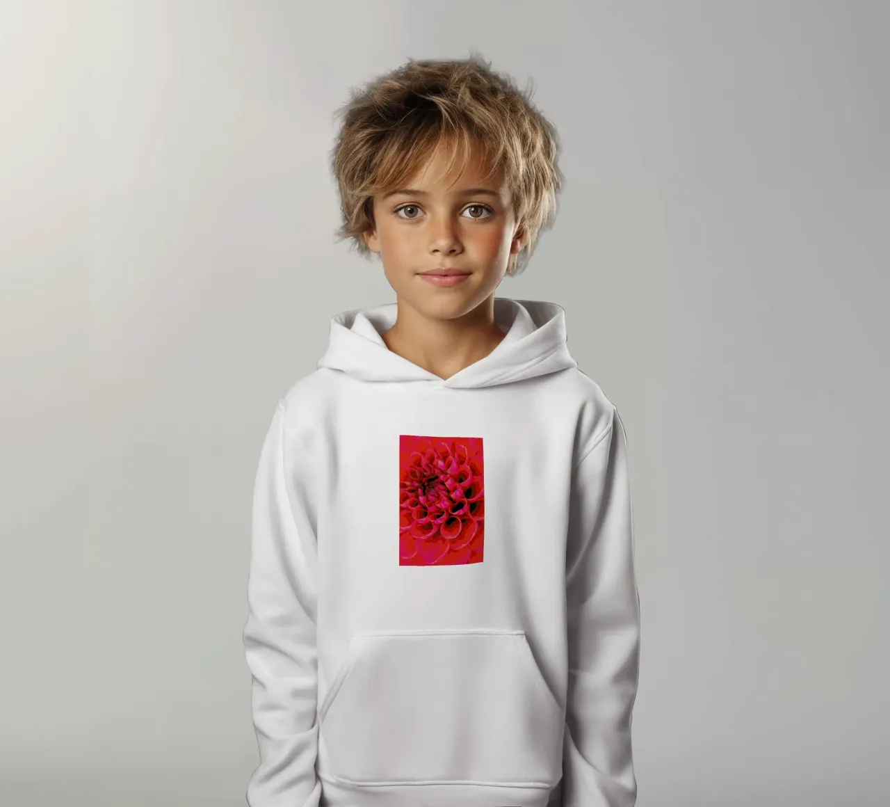 Red Dahlia felpa bambino con cappuccio da Curious Collections by Marielle Leenders
