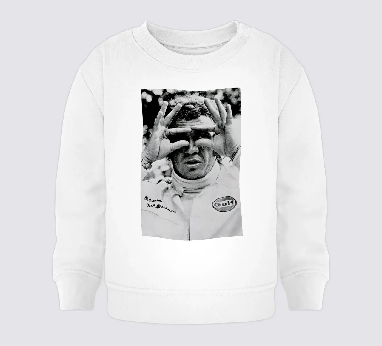 Steve McQueen in Le Mans, 1971 felpa neonato da Gallery Print and Art Limited