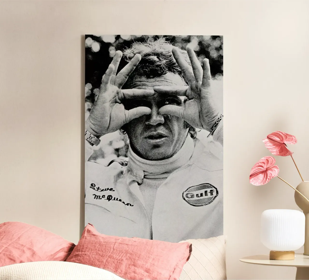 Steve McQueen in Le Mans, 1971 tela con Cornice a cassetta da Gallery Print and Art Limited