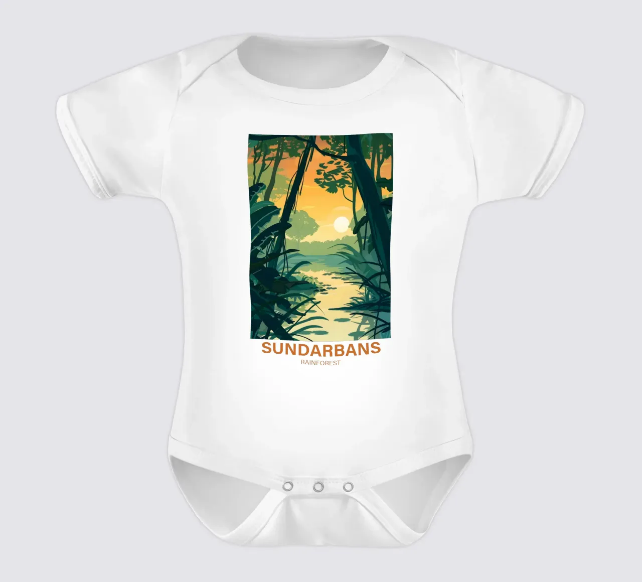 Foresta pluviale di Sundarbans body neonato maniche corte da Wanderlust Vibes