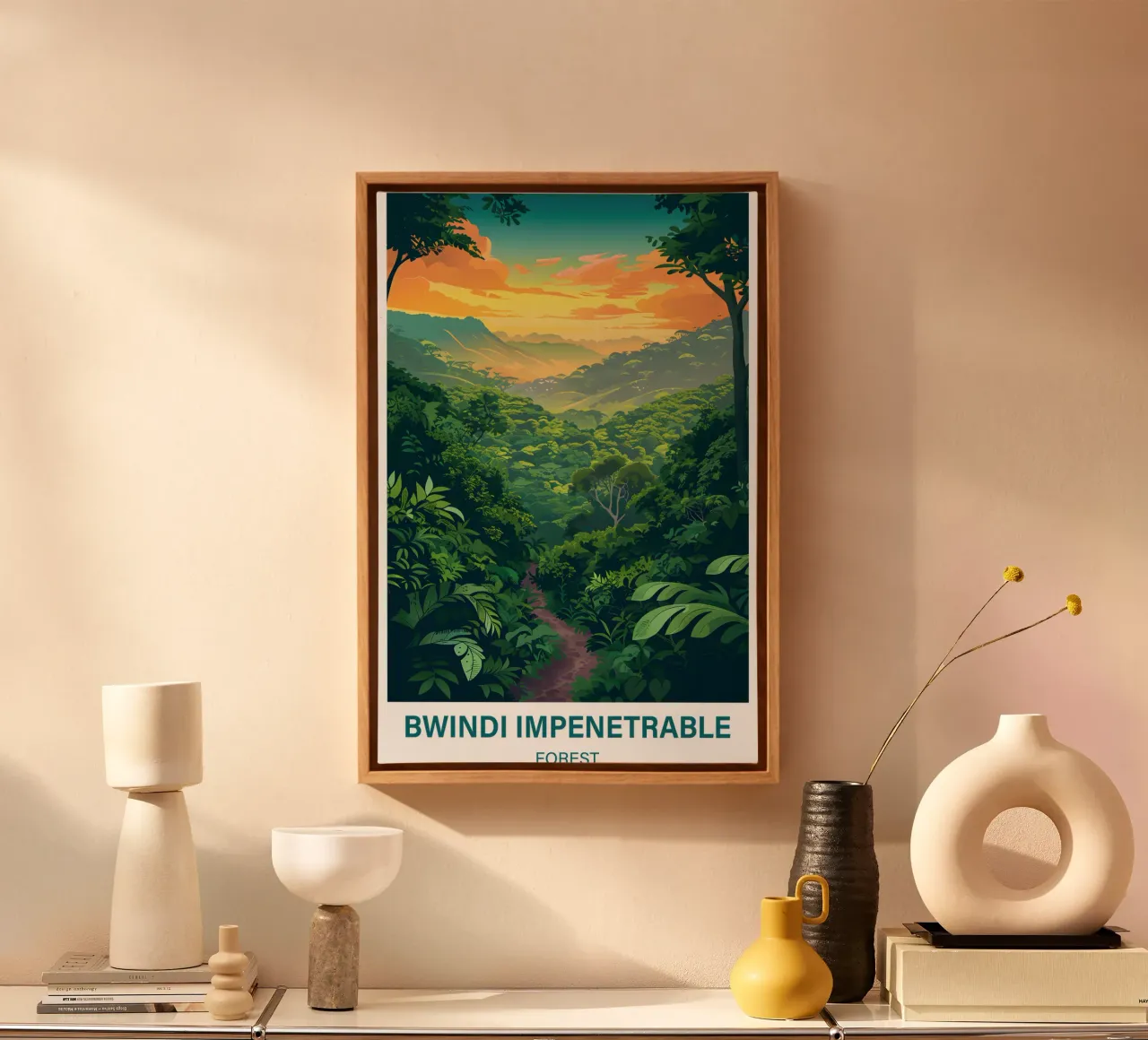 Bwindi Impenetrable Forest canvas with Floater frame by Wanderlust Vibes