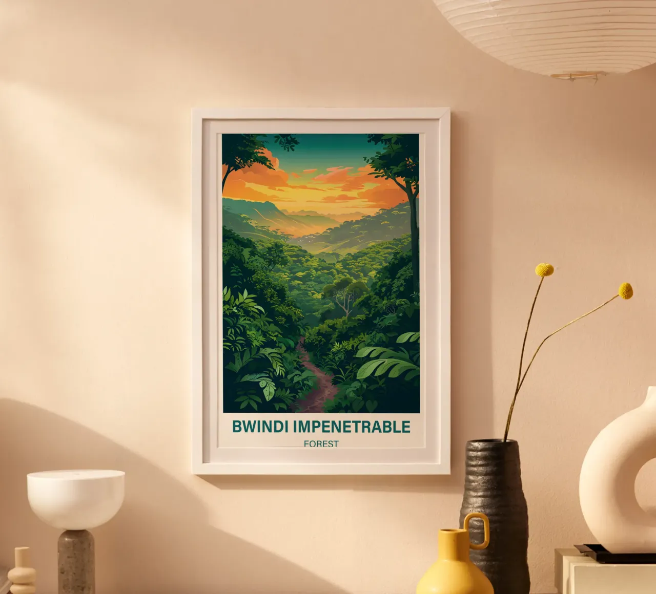 Foresta impenetrabile di Bwindi poster con telaio in alluminio da Wanderlust Vibes