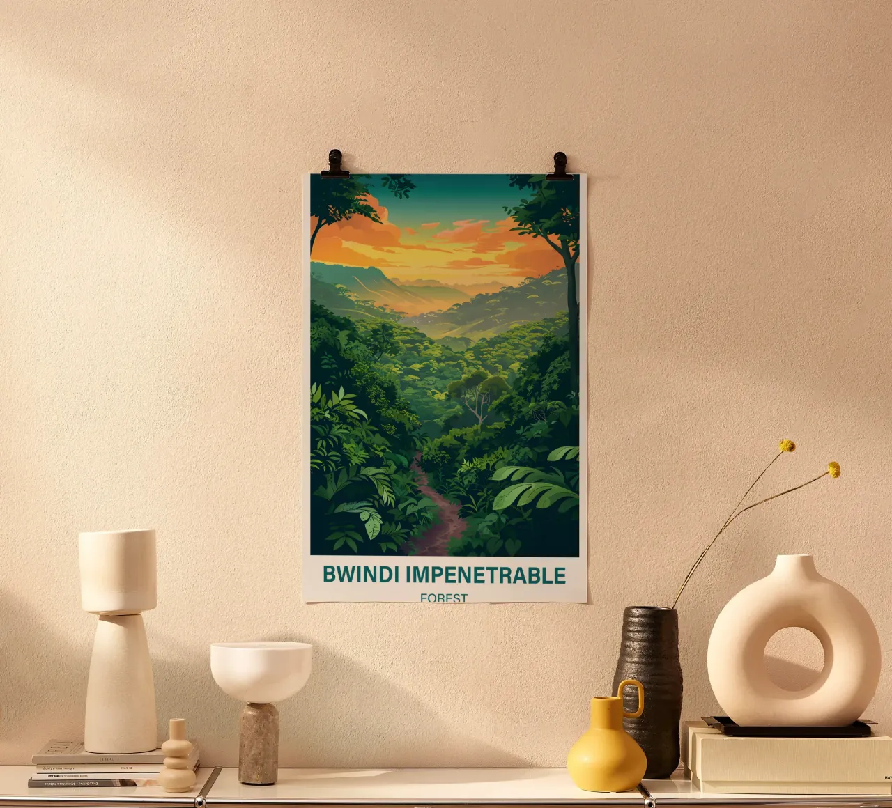 Foresta impenetrabile di Bwindi poster con telaio in alluminio da Wanderlust Vibes