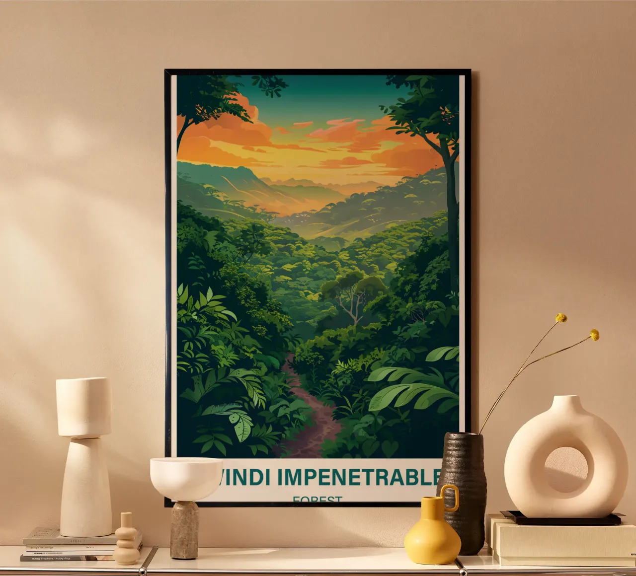 Foresta impenetrabile di Bwindi poster con telaio in alluminio da Wanderlust Vibes