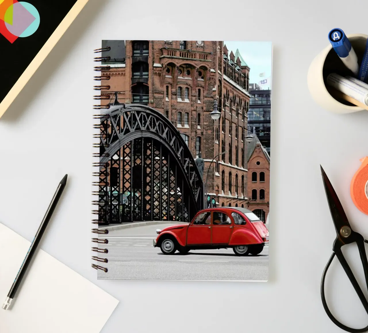 Red Oldtimer spiral notebook by Anja Hebrank Photography