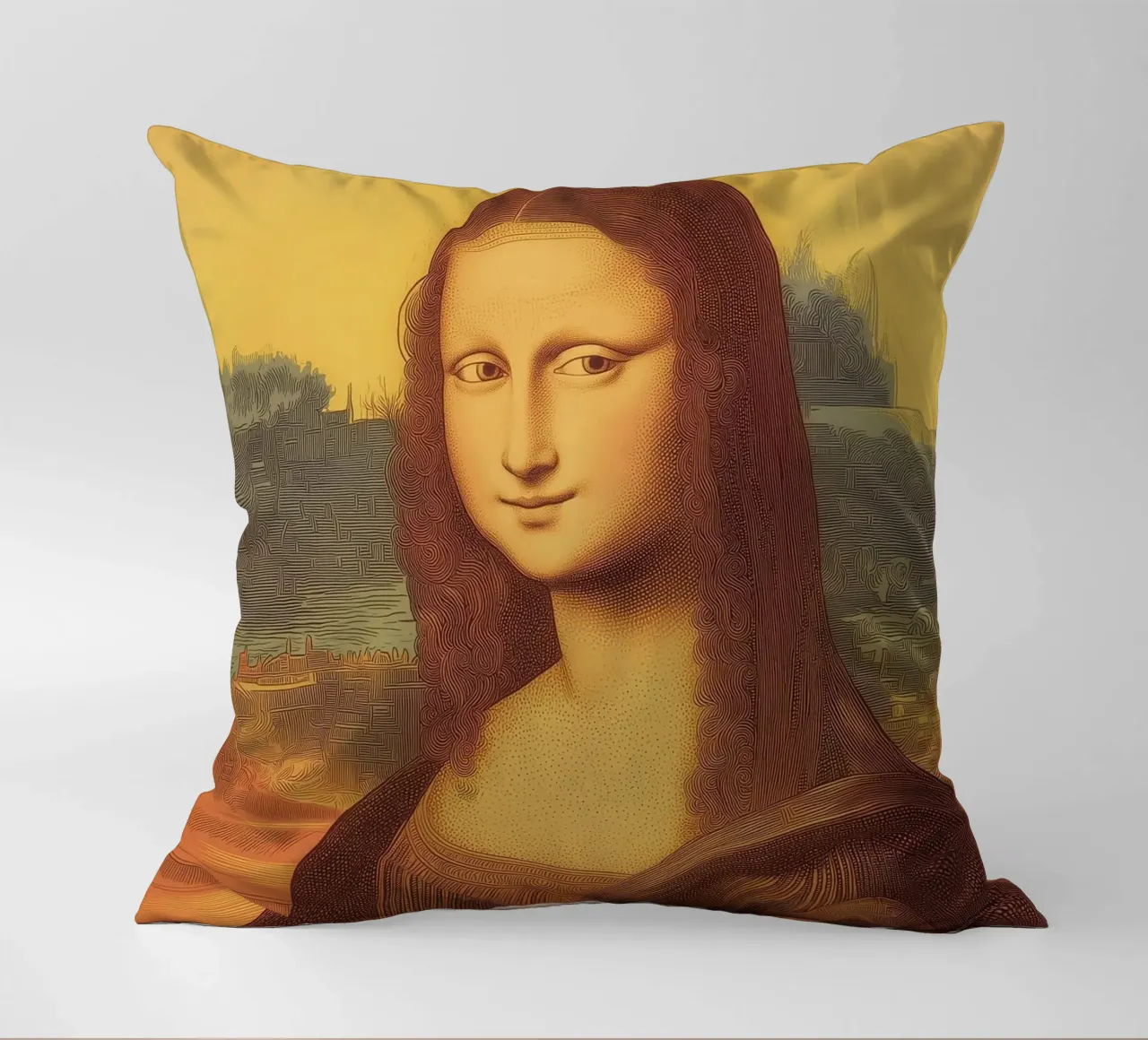 Espresso Mona Lisa Fun Coffee Pop Art Wall Home Art Classic cuscino da Kaji