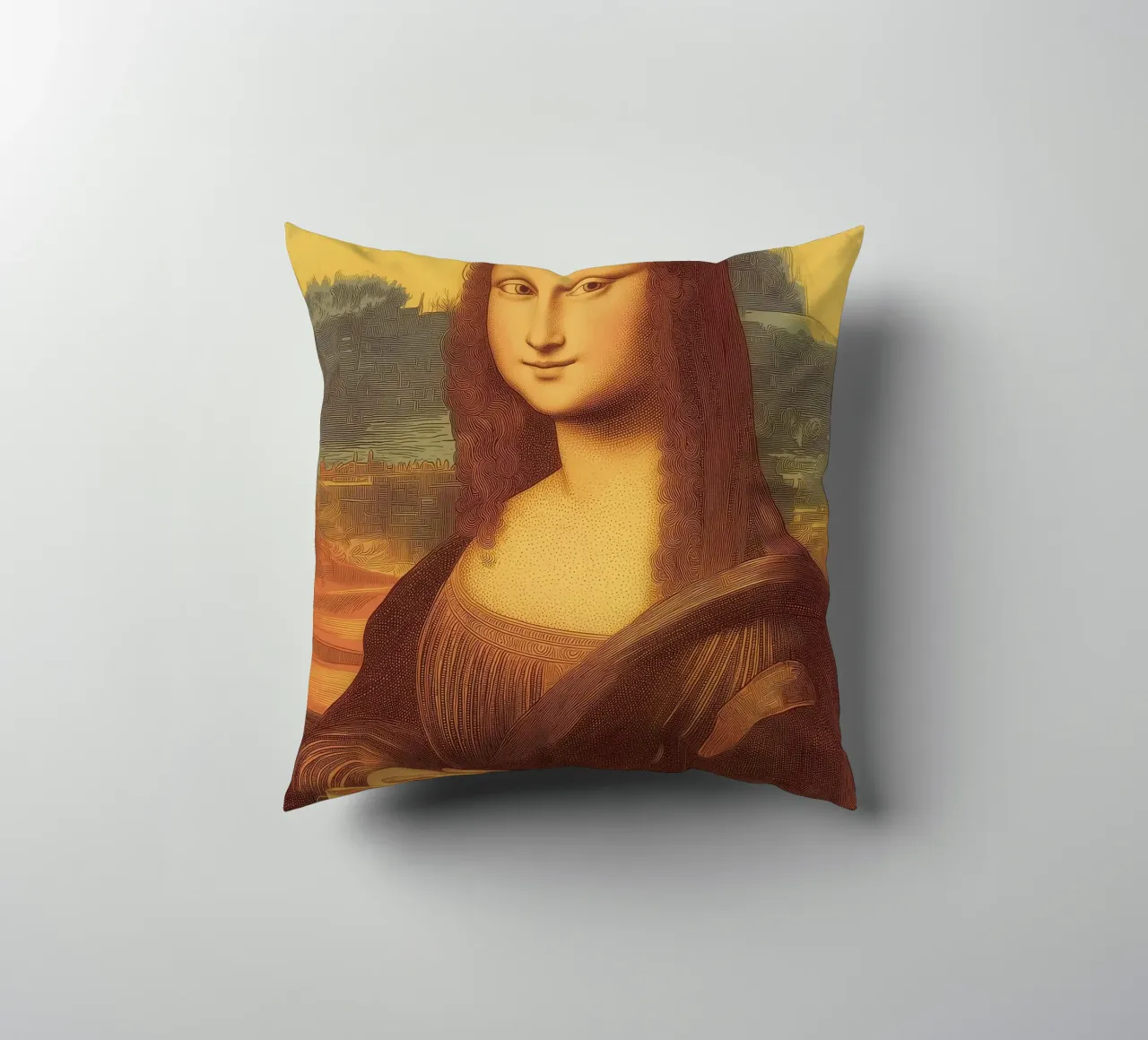 Espresso Mona Lisa Fun Coffee Pop Art Wall Home Art Classic cuscino da Kaji