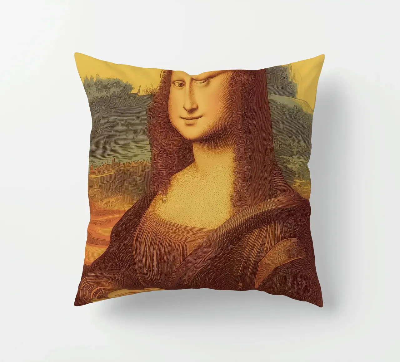 Espresso Mona Lisa Fun Coffee Pop Art Wall Home Art Classic cuscino da Kaji