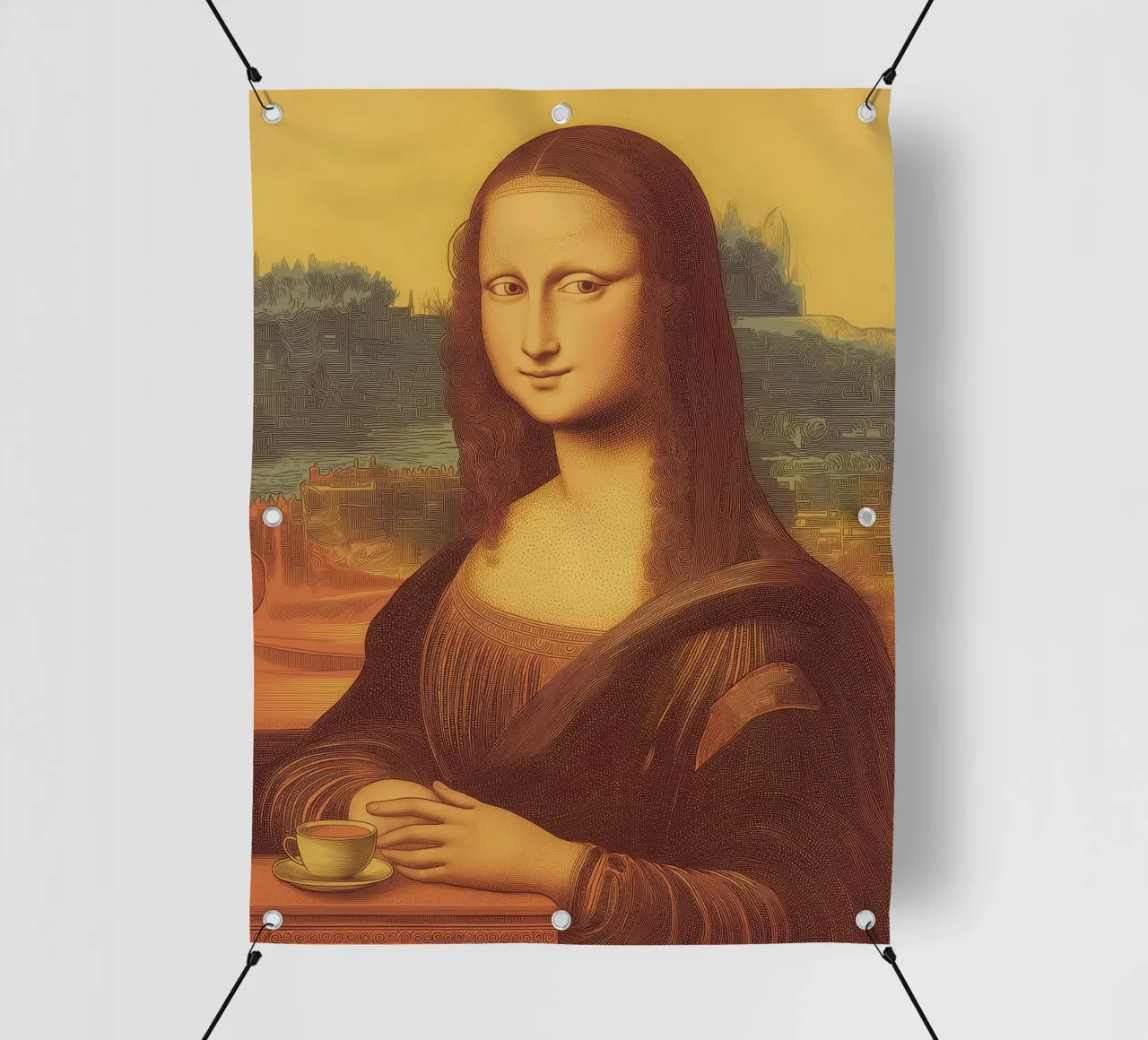 Espresso Mona Lisa Fun Kaffee Pop Art Wand Heim Kunst Klassisch PVC Plane von Kaji