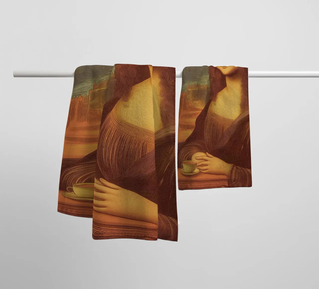Espresso Mona Lisa Fun Coffee Pop Art Wall Home Art Classic towel by Kaji