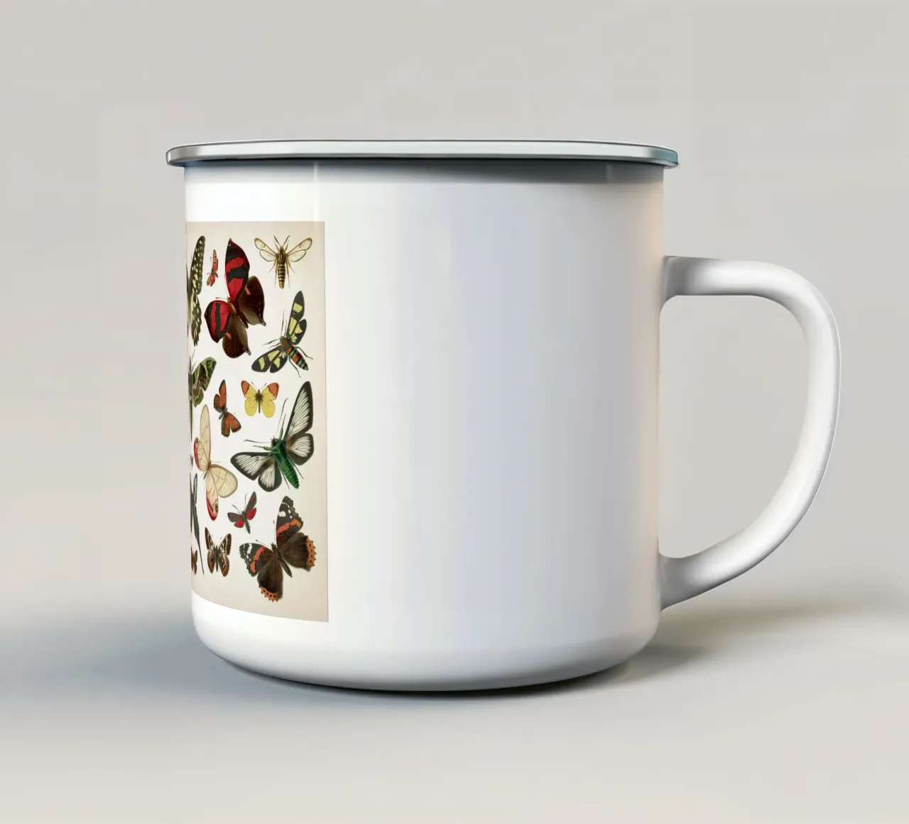 Vintage Brockhaus 1 Schmetterlinge 1 tazza in smalto da Vintage Print Collection