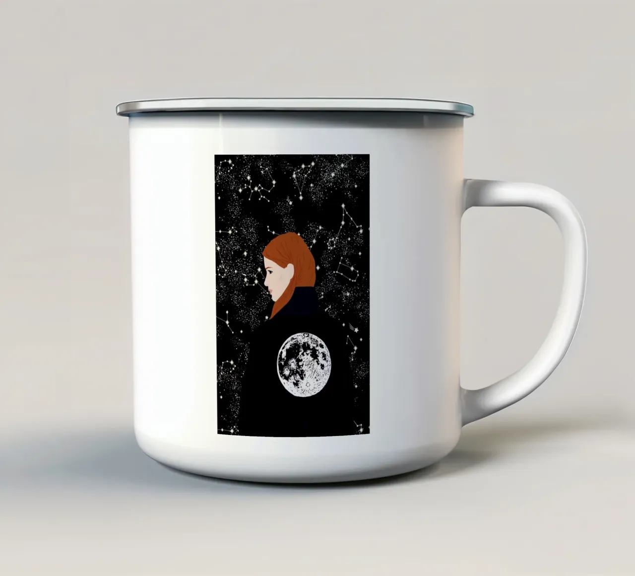 Back to the Moon tazza in smalto da Céleste Wallaert